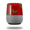 Christmas Holly Leaves on Red - Decal Style Skin Wrap fits Google Home Original (Google Home NOT Included) view 1