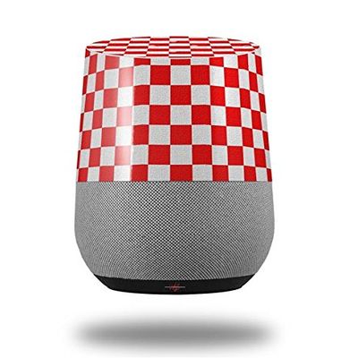 Checkered Canvas Red and White - Decal Style Skin Wrap fits Google Home Original (Google Home NOT Included)