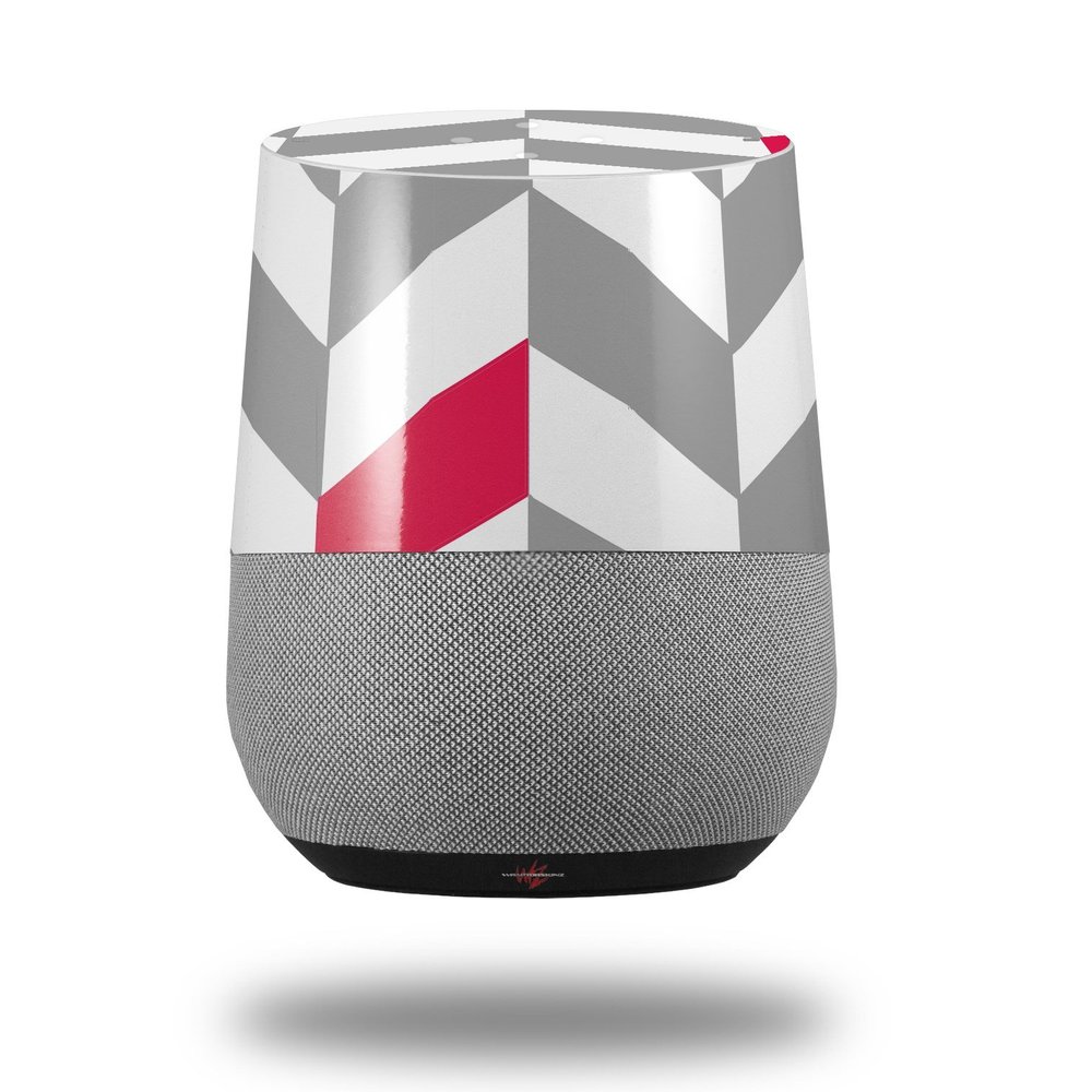 Chevrons Gray and Raspberry - Decal Style Skin Wrap fits Google Home Original (Google Home NOT Included)