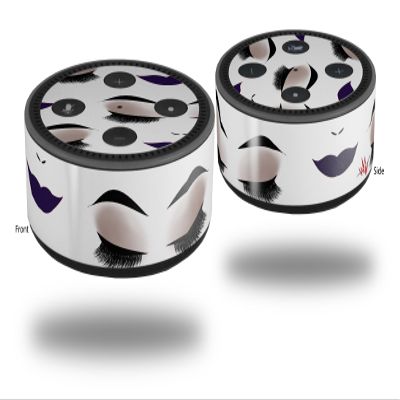 Skin Wrap Decal Set 2 Pack for Amazon Echo Dot 2 - Face Dark Purple (2nd Generation ONLY - Echo NOT Included)