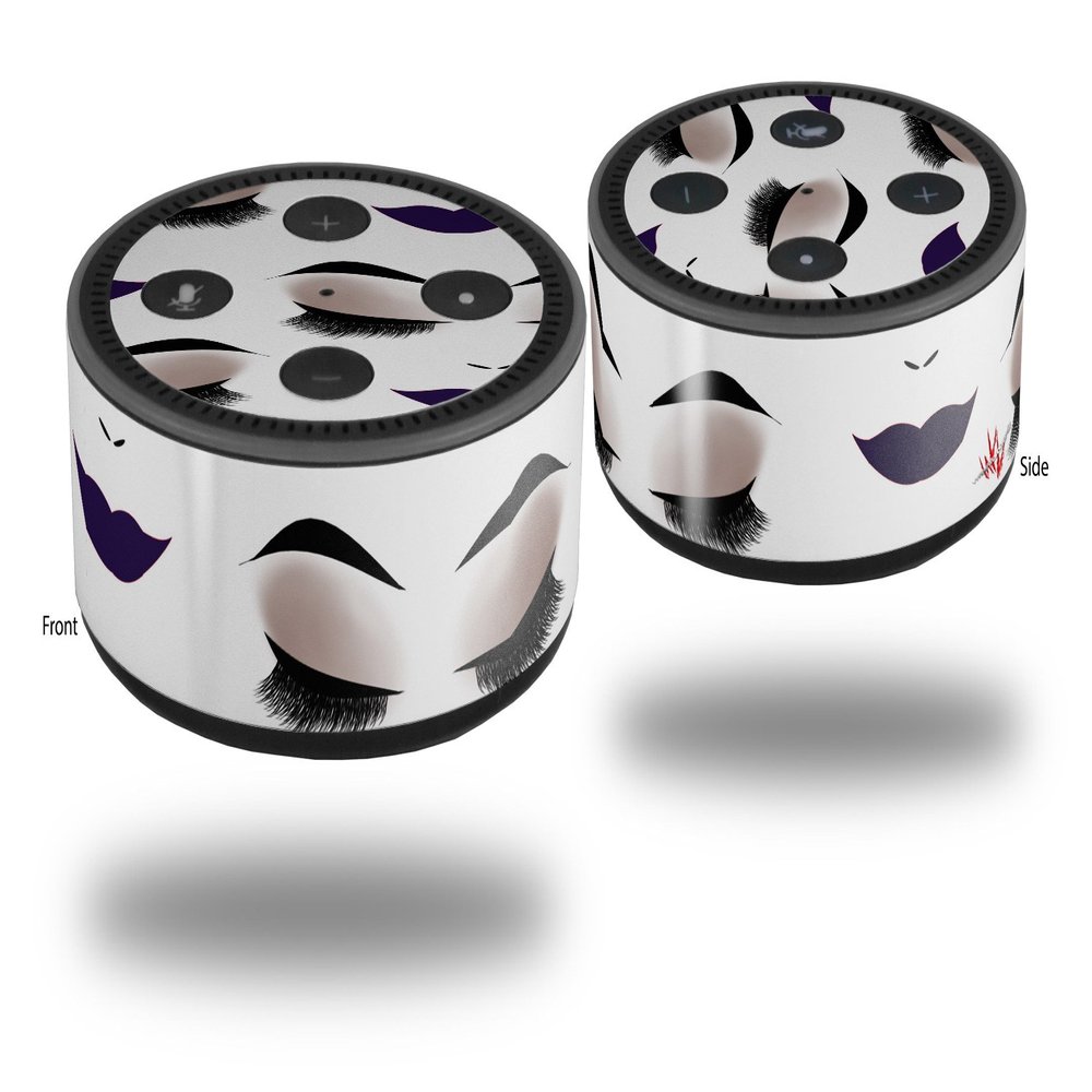 Skin Wrap Decal Set 2 Pack for Amazon Echo Dot 2 - Face Dark Purple (2nd Generation ONLY - Echo NOT Included)