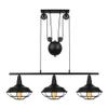 Industrial Vintage Retro Linear Chandelier - LITFAD 35" Wide Edison Metal Hanging Ceiling Light Pendant Light Billiard/Pool Table Island Light Fixture Black Finish with 3 Lights view 1