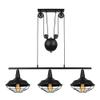 Industrial Vintage Retro Linear Chandelier - LITFAD 35" Wide Edison Metal Hanging Ceiling Light Pendant Light Billiard/Pool Table Island Light Fixture Black Finish with 3 Lights view 3