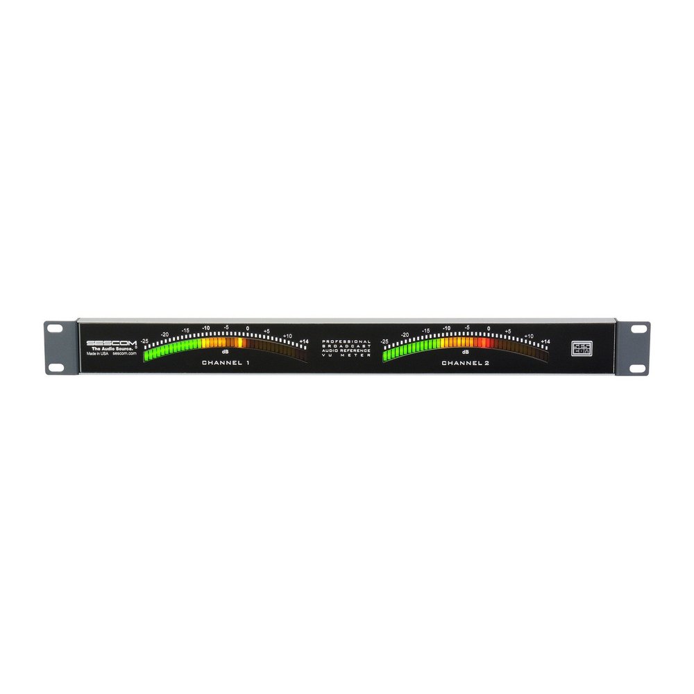Sescom 1RU Balanced Stereo Analog Audio Reference VU Meter, Controlled Ballistic 40-LED per Channel Display