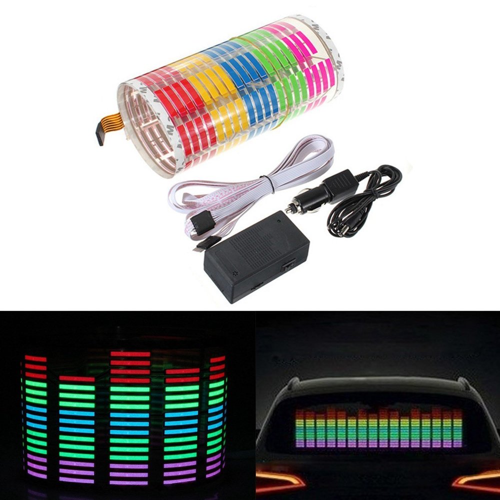 DIYAH Auto Sound Music Beat Activated Car Stickers Equalizer Glow LED Light Audio Voice Rhythm Lamp 70cm X 16cm / 27.5in X 6.3in (Multi Color)