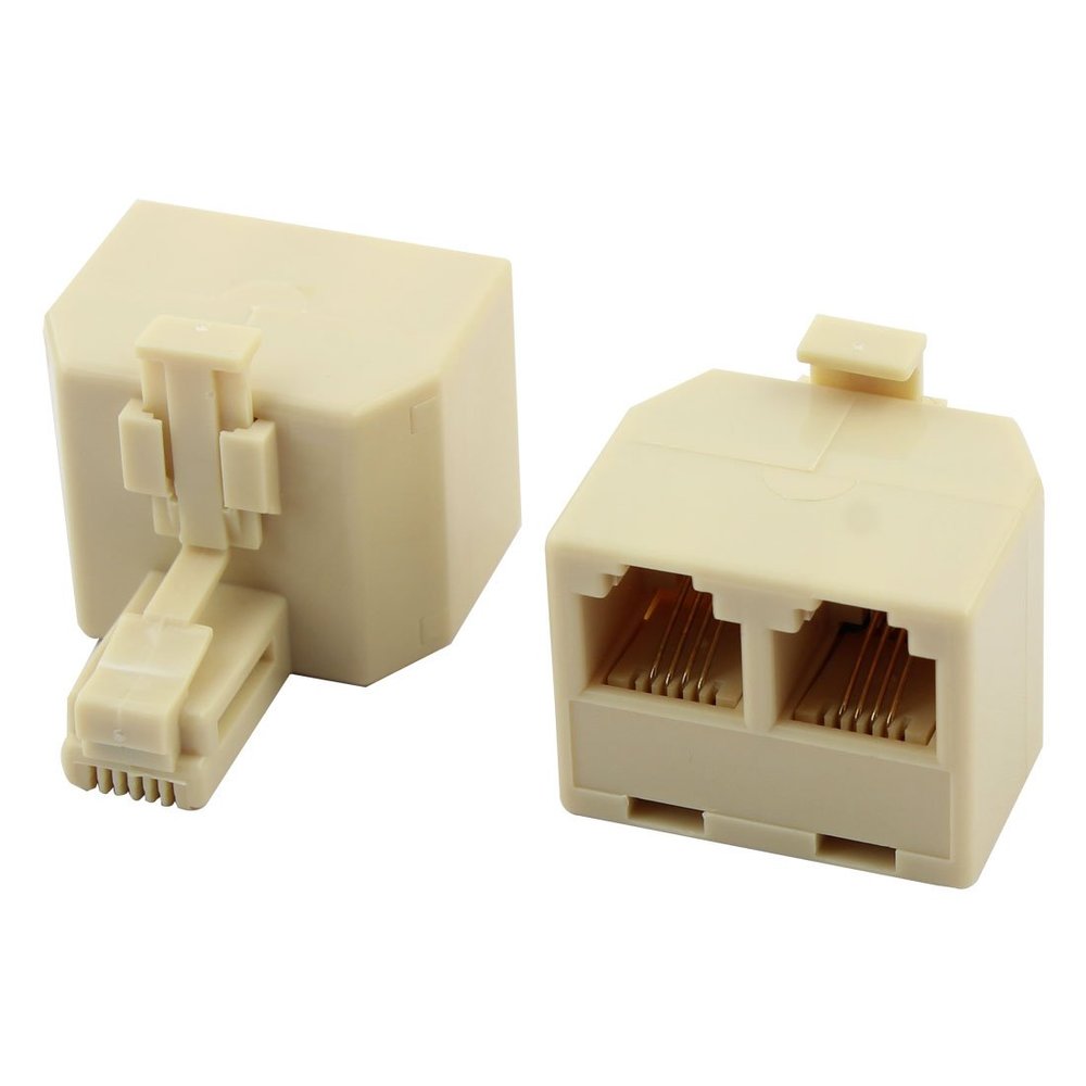 uxcell Plastic Telephone RJ11 1 Male to 2 Female Adapter Connector Splitter 2 Pcs