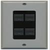 RiteAV Decorative 1 Gang 4 Port Cat5e Ethernet Wall Plate - Gray/Black view 1