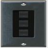 RiteAV Decorative 1 Gang 3 Port Cat5e Ethernet Wall Plate - Stainless/Black view 1