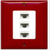 RiteAV Decorative 1 Gang 3 Port Cat5e Ethernet Wall Plate - Red/White view 1