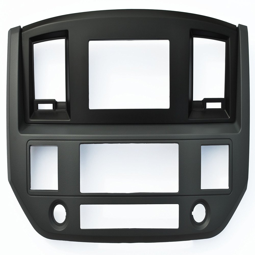 SLATE GREY Black and Silver Aftermarket Stereo Radio Double Din Dash Install Kit Compatible with Dodge Ram 2006 2007 2008 2009 (w/o Steering, Black)