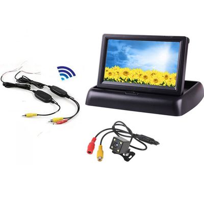 Eaglerich 4.3 inch Foldable TFT LCD Car Reverse Rear View Monitor +4Led CCD Car Camera Night Vision+Wireless Transmitter Reciever