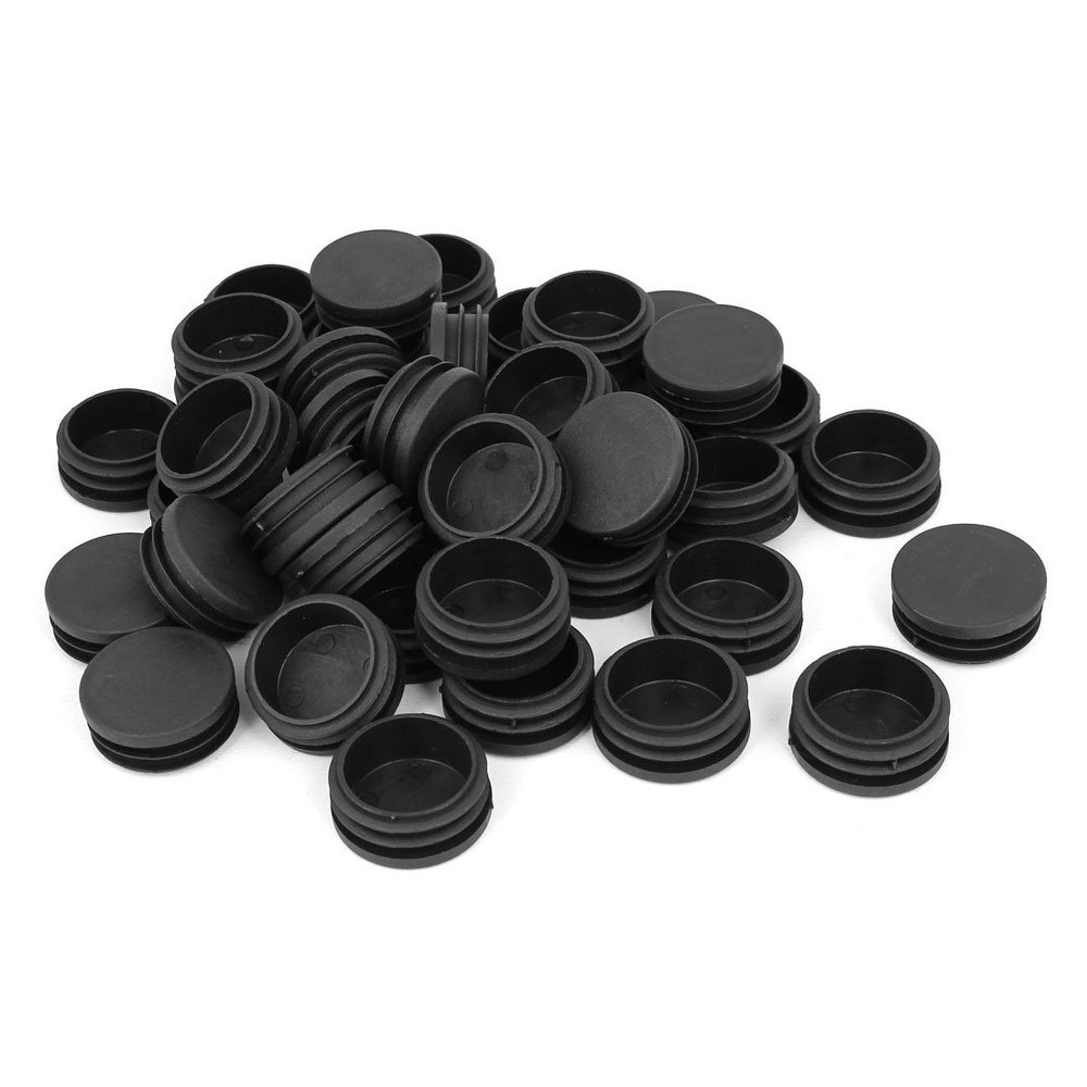 uxcell 42mm Dia Plastic Blanking End Cap Round Ribbed Tube Insert Black 40pcs