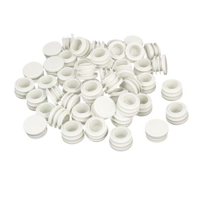 uxcell 50pcs 22mm Dia Plastic Blanking End Cap Round Ribbed White