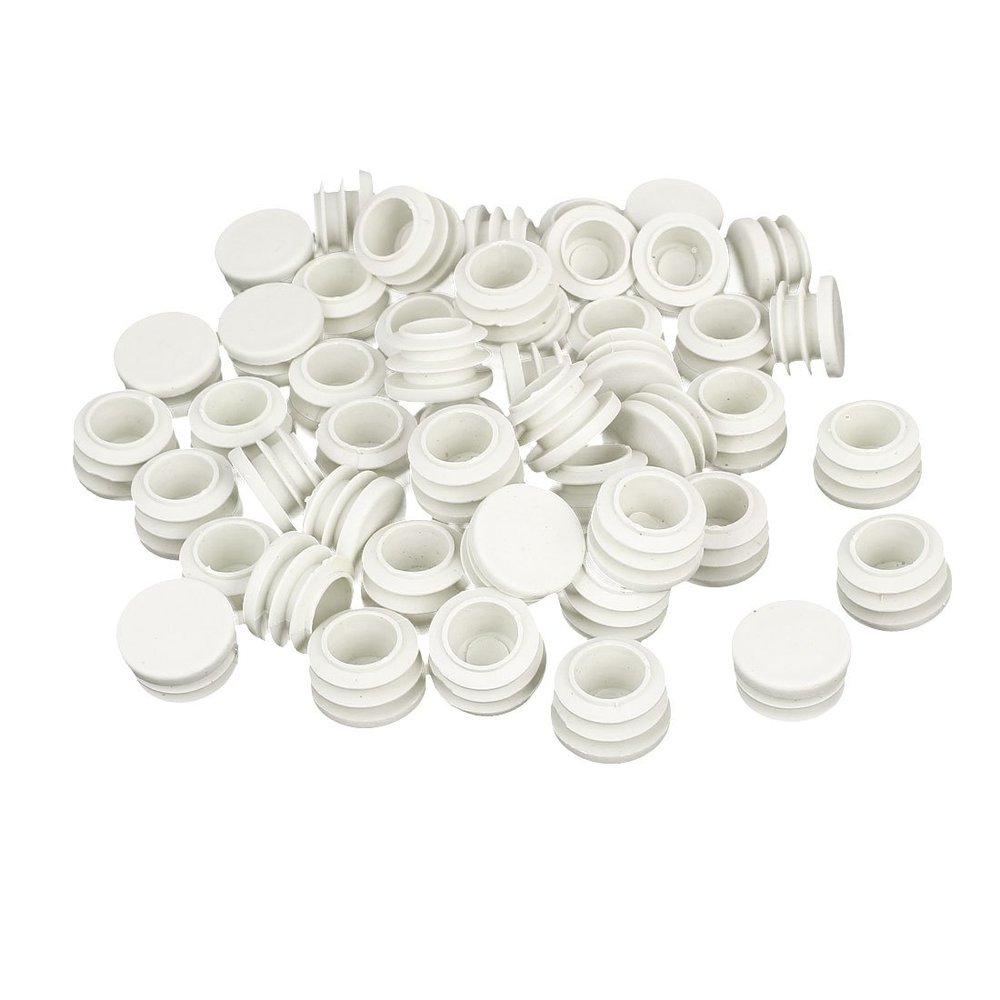uxcell 50pcs 22mm Dia Plastic Blanking End Cap Round Ribbed White