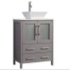 Vanity Art 30 Inch Vessel Single Sink Bathroom Vanity Cabinet with 1 Mirror, Engineered Marble Top Bathroom Cabinet Compact Set with 2 Dovetail Drawers and Soft Closing Doors, VA3130-G view 4