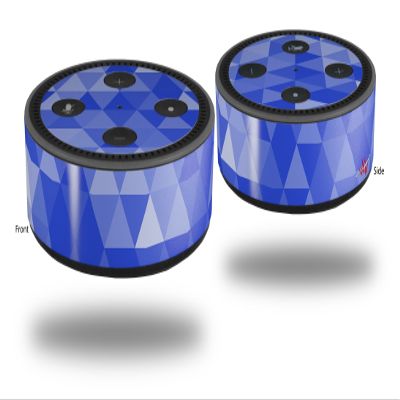 Skin Wrap Decal Set 2 Pack for Amazon Echo Dot 2 - Triangle Mosaic Blue (2nd Generation ONLY - Echo NOT Included)