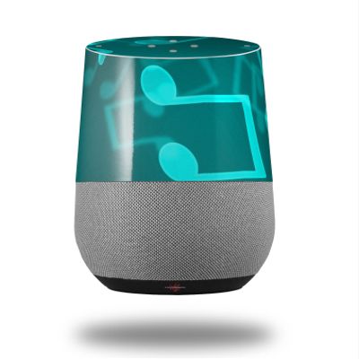 Bokeh Music Neon Teal - Decal Style Skin Wrap fits Google Home Original (Google Home NOT Included)