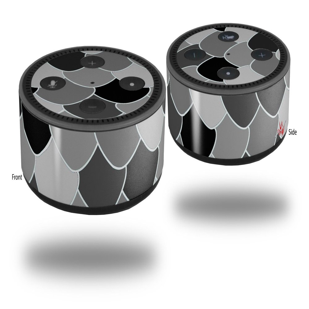 Skin Wrap Decal Set 2 Pack for Amazon Echo Dot 2 - Scales Black (2nd Generation ONLY - Echo NOT Included)