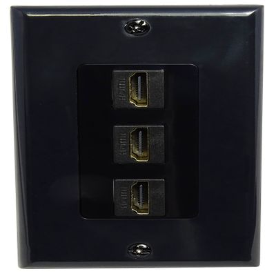 RiteAV - 3 Port HDMI 2.0 Decorative Wall Plate (Black)
