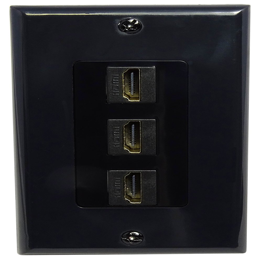 RiteAV - 3 Port HDMI 2.0 Decorative Wall Plate (Black)