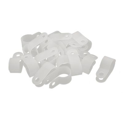 uxcell 20Pcs Nylon R Type 1/2" 13.2mm Cable Cord Wire Clamp Clip Fastener White