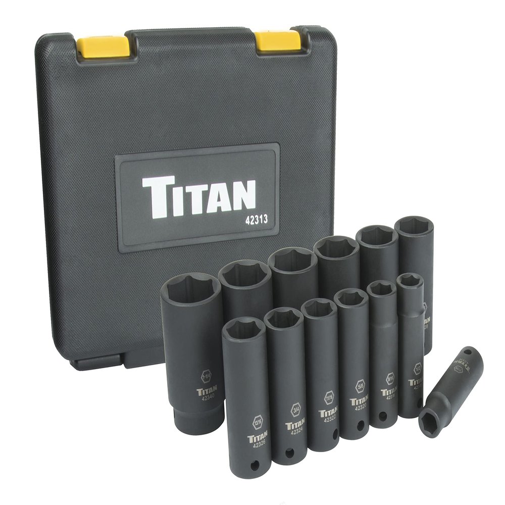 Titan 42313 13-Piece 1/2" Drive SAE Deep Impact Socket Set