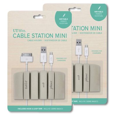 UT Wire UTW-CS05-BG Cable Station Mini Mountable Organizer, Writable Beige | 2pc Pack