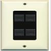 RiteAV Decorative 1 Gang 4 Port Cat5e Ethernet Wall Plate - Light Almond/Black view 1