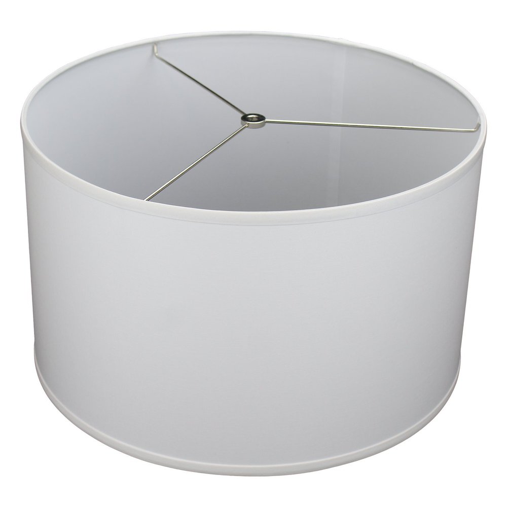 FenchelShades.com 18" Top Diameter x 18" Bottom Diameter 11" Height Cylinder Drum Lampshade USA Made (White)