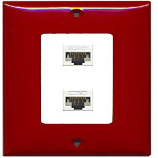 RiteAV Decorative 1 Gang 2 Port Cat5e Ethernet Wall Plate - Red/White