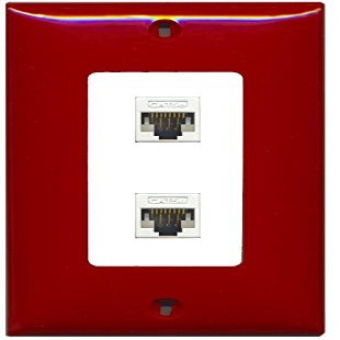 RiteAV Decorative 1 Gang 2 Port Cat5e Ethernet Wall Plate - Red/White