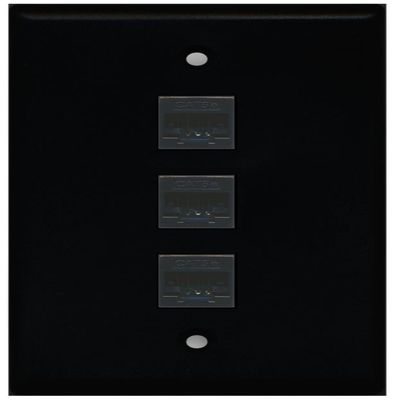 RiteAV 1 Gang 3 Port Cat5e Ethernet Wall Plate - Black