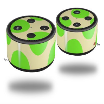 Skin Wrap Decal Set 2 Pack for Amazon Echo Dot 2 - Kearas Polka Dots Lime On Cream (2nd Generation ONLY - Echo NOT Included)