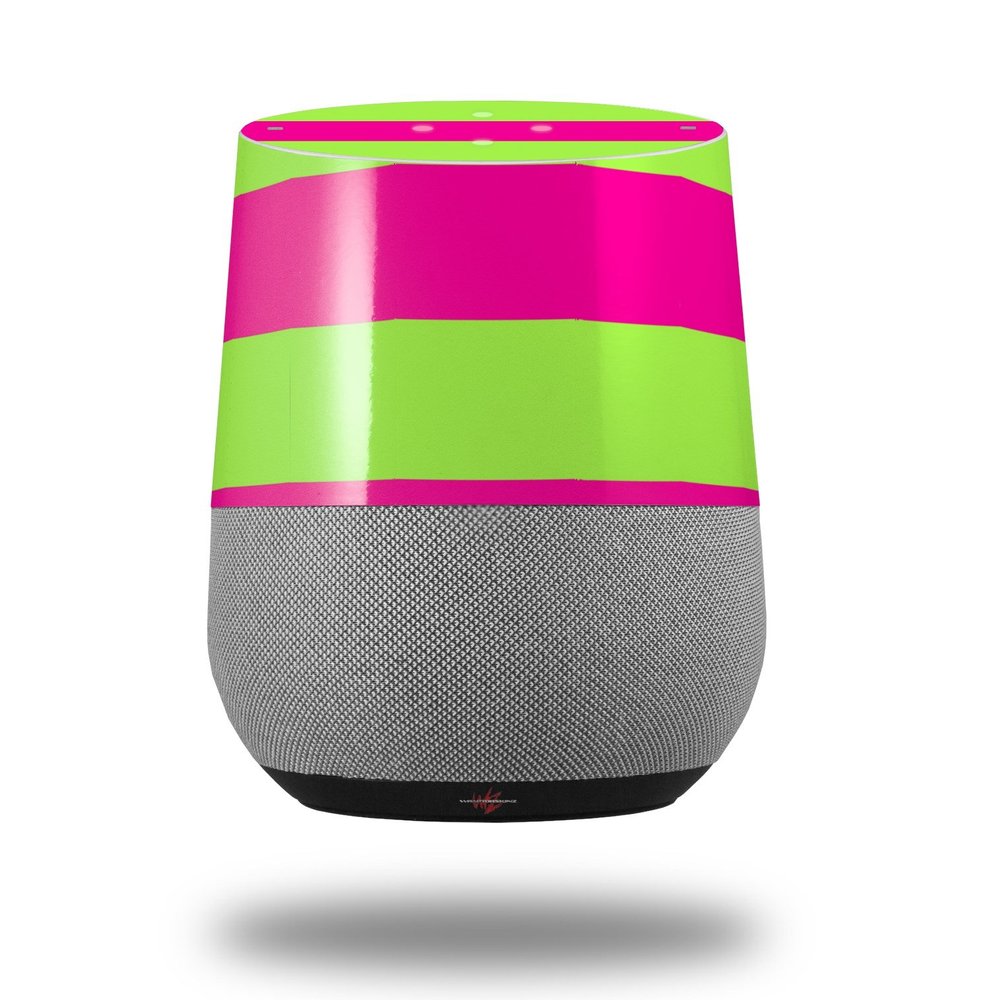 Psycho Stripes Neon Green and Hot Pink - Decal Style Skin Wrap fits Google Home Original (Google Home NOT Included)