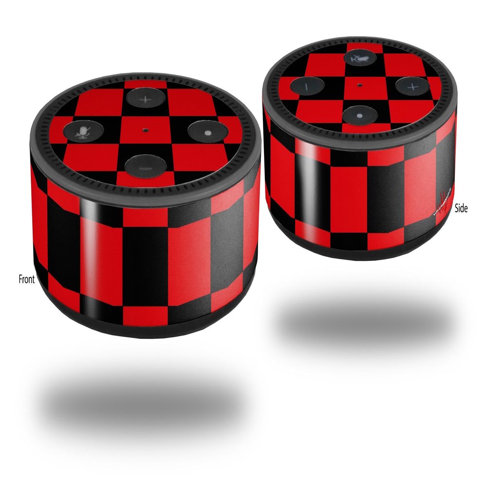 Skin Wrap Decal Set 2 Pack for Amazon Echo Dot 2 - Checkers Red (2nd Generation ONLY - Echo NOT Included)