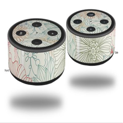 Skin Wrap Decal Set 2 Pack for Amazon Echo Dot 2 - Flowers Pattern 02 (2nd Generation ONLY - Echo NOT Included)