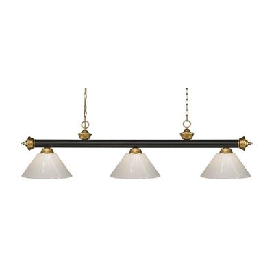 Z-Lite 200-3BRZ+SG-PWH 3 Billiard Light, Bronze + Satin Gold