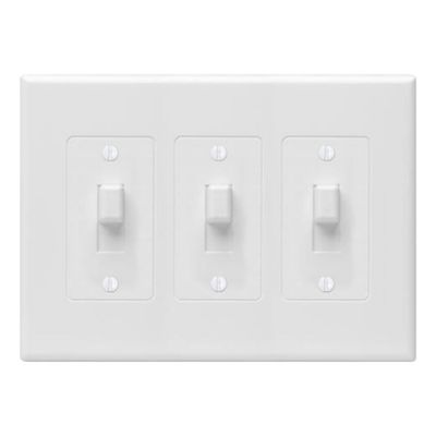 TayMac 2673W 3-Gang MASQUE Decorator Cover, Toggle, White