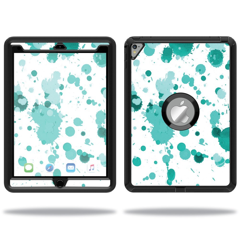 MightySkins Skin Compatible with OtterBox Defender Apple iPad Pro 9.7 Case wrap Cover Sticker Skins Teal Splatter