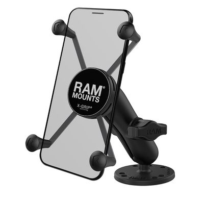 Universal Large Phone Mount Holder RAM Mounts XGrip with Drill-Down Base & Medium Arm for 1 Ball, Secure Smartphone Cradle for iPhone & Android RAM-B-138-UN10
