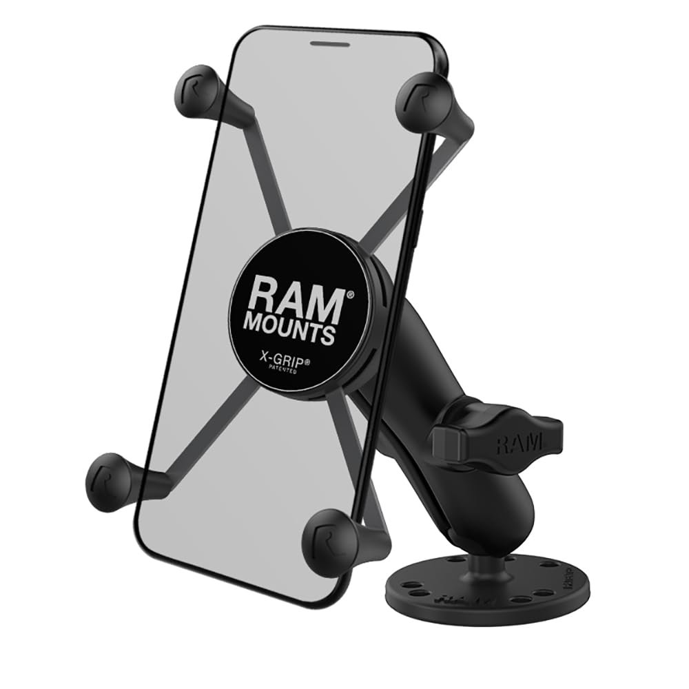 Universal Large Phone Mount Holder RAM Mounts XGrip with Drill-Down Base & Medium Arm for 1 Ball, Secure Smartphone Cradle for iPhone & Android RAM-B-138-UN10