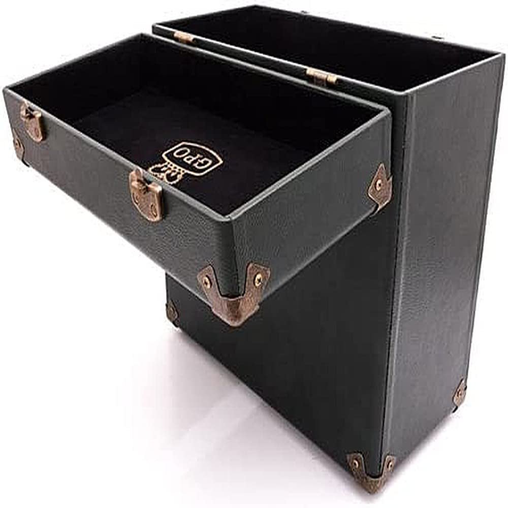 GPO Portable Retro Style Carry Case for LPs, Albums and 12Inch Vinyl Records (Holds 30 Albums) (Green/Black)
