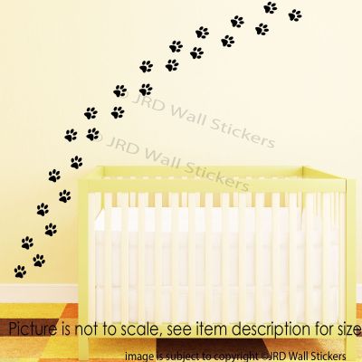 12 X Paw Print Wall Stickers Puppy dog Cat Paw removable Vinyl Wall Decals Kids Room Decor Wall Art