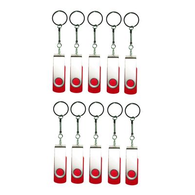 10 PCS USB 2.0 Swivel USB Flash Drive Memory Stick Fold Storage Thumb Stick (32GB, Red)