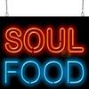 Soul Food Neon Sign - Large Size - 24" wide x 18" high - Real, Quality Hand Bent Neon Sign - Red & Blue Neon Letters view 1