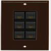 RiteAV Decorative 1 Gang 6 Port Cat6 Wall Plate - Brown/Black view 1