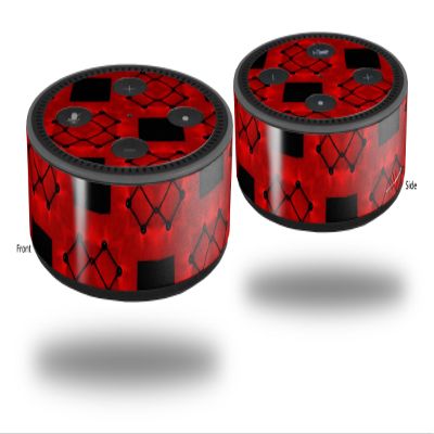 Skin Wrap Decal Set 2 Pack for Amazon Echo Dot 2 - Criss Cross Red (2nd Generation ONLY - Echo NOT Included)