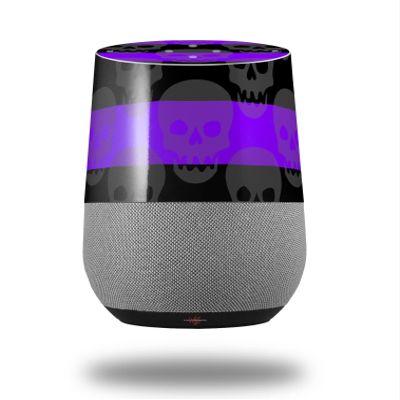 Skull Stripes Purple - Decal Style Skin Wrap fits Google Home Original (Google Home NOT Included)