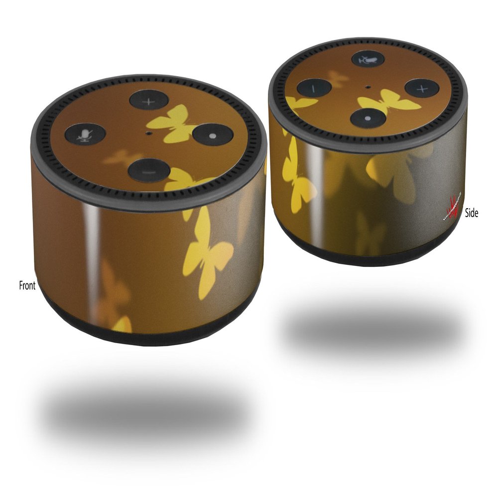 Skin Wrap Decal Set 2 Pack for Amazon Echo Dot 2 - Bokeh Butterflies Yellow (2nd Generation ONLY - Echo NOT Included)