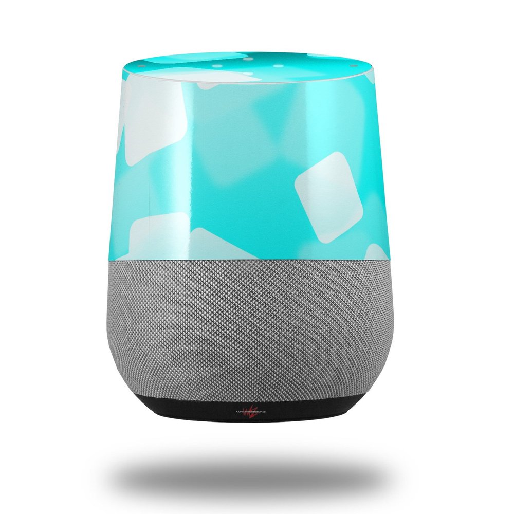Bokeh Squared Neon Teal - Decal Style Skin Wrap fits Google Home Original (Google Home NOT Included)